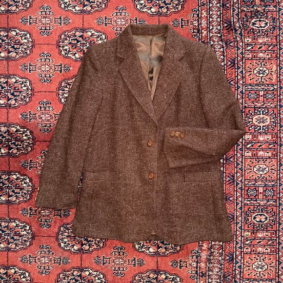 Sir For Her True Vintage, Flawless Condition Brown 100% Wool Blazer Jacket - Picture 3 of 6
